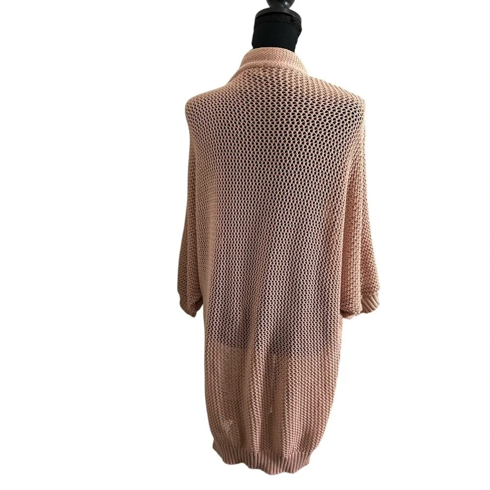 Forever 21 Women‎ Pink Open Knit Longline Cardigan Sweater Size Large Rose Mauve